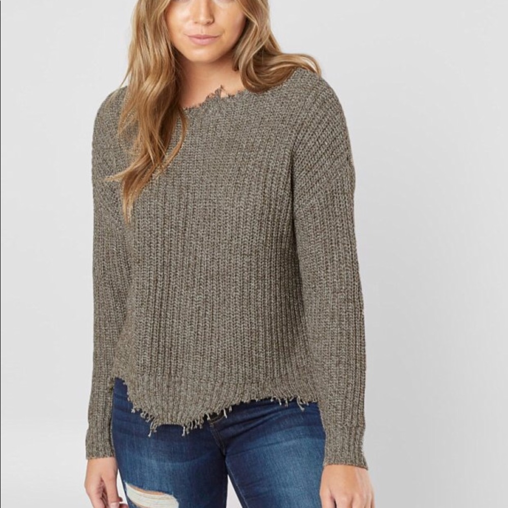 White crow distressed edge sweater